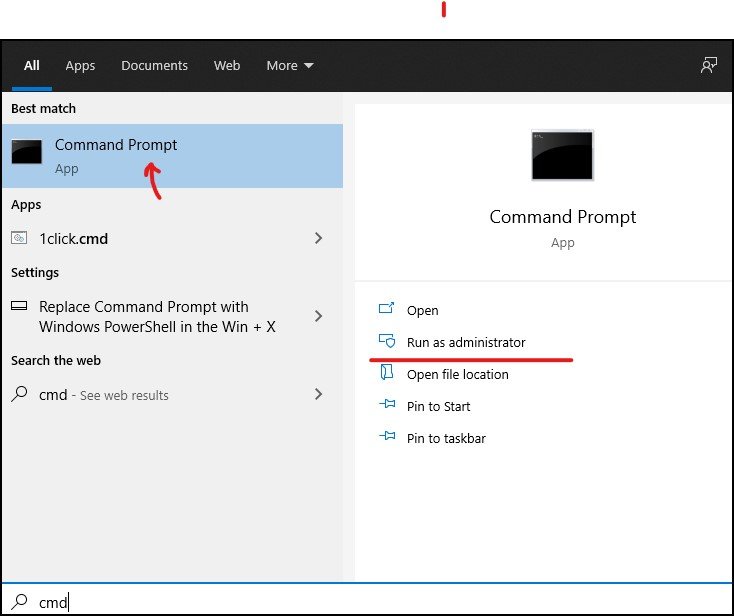 open Command prompt in windows 10