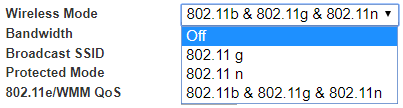 Belkin dashboard wireless mode