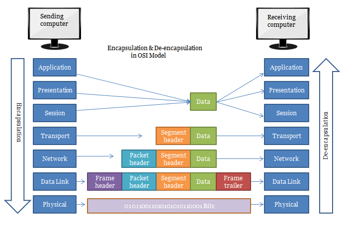 encapsulation and de encapsulation process in the OSI model