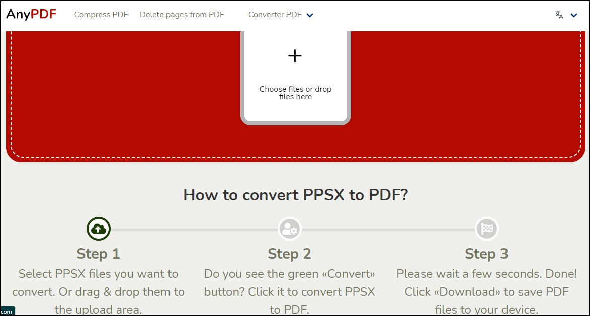 AnyPDF free online tool PPSX to PDF