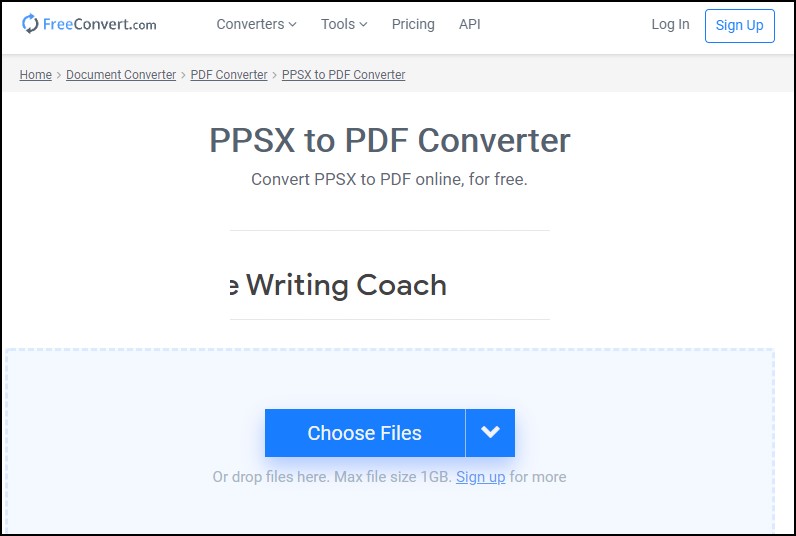 FreeConvert.com file conversion fron PPSX to PDF