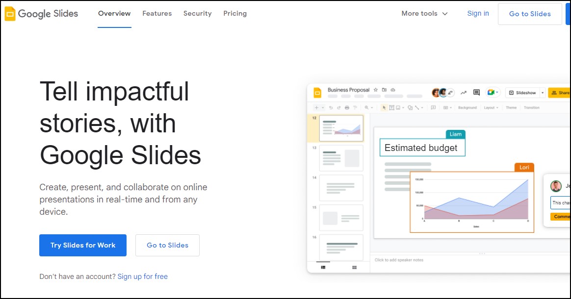 Google slides presentation software