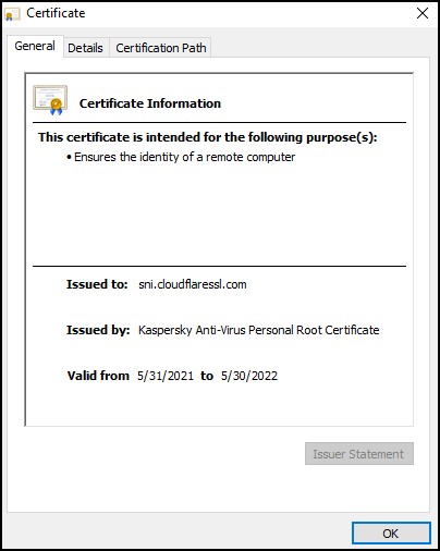 Certification error issue 1