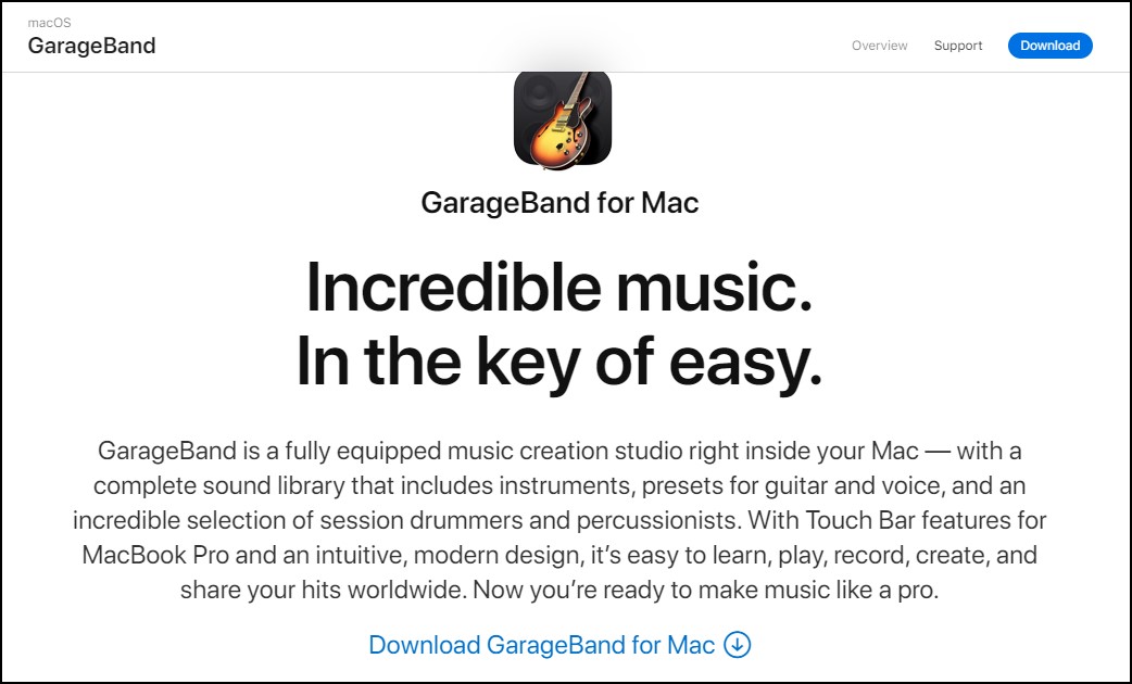 GarageBand free recording software for Mac