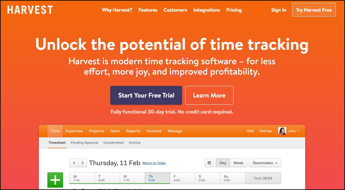 Harvest invoice software