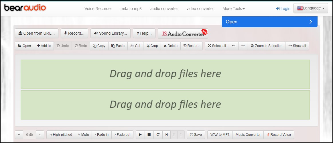 Bearaudio web based audio editing tool