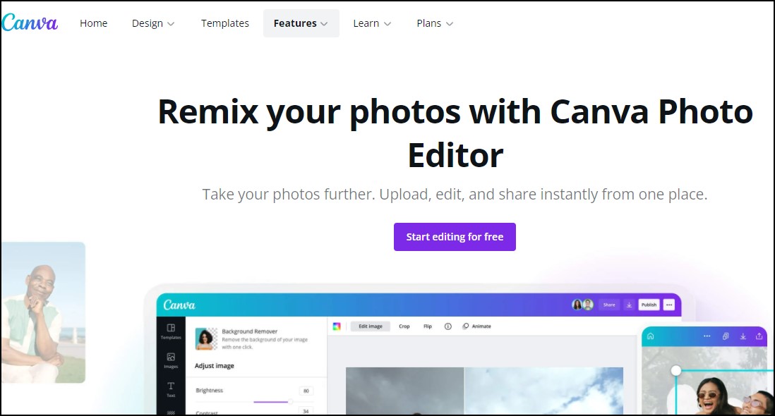 Canva free online photo editing tool