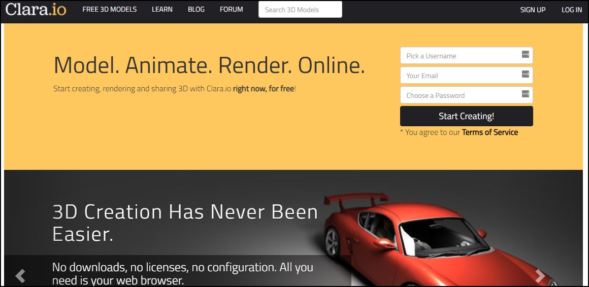 Clara io 3D modeling animation app