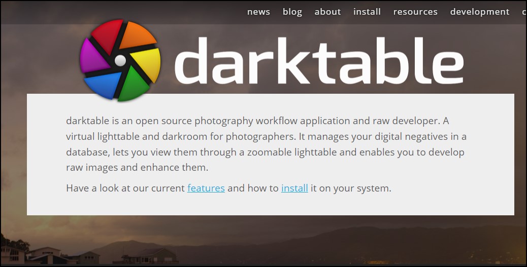 Darktable photo editing software