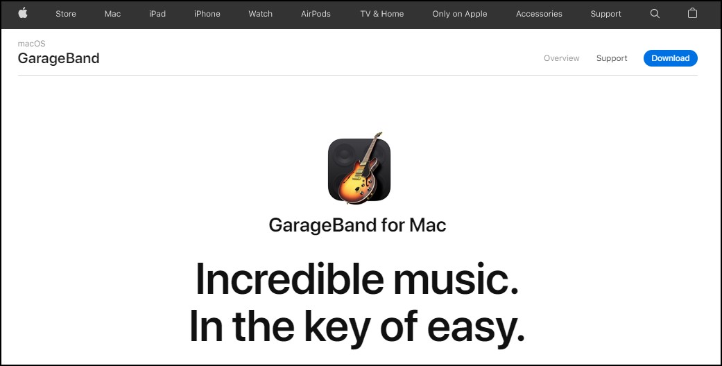 GarageBand free audio editing software fro Mac