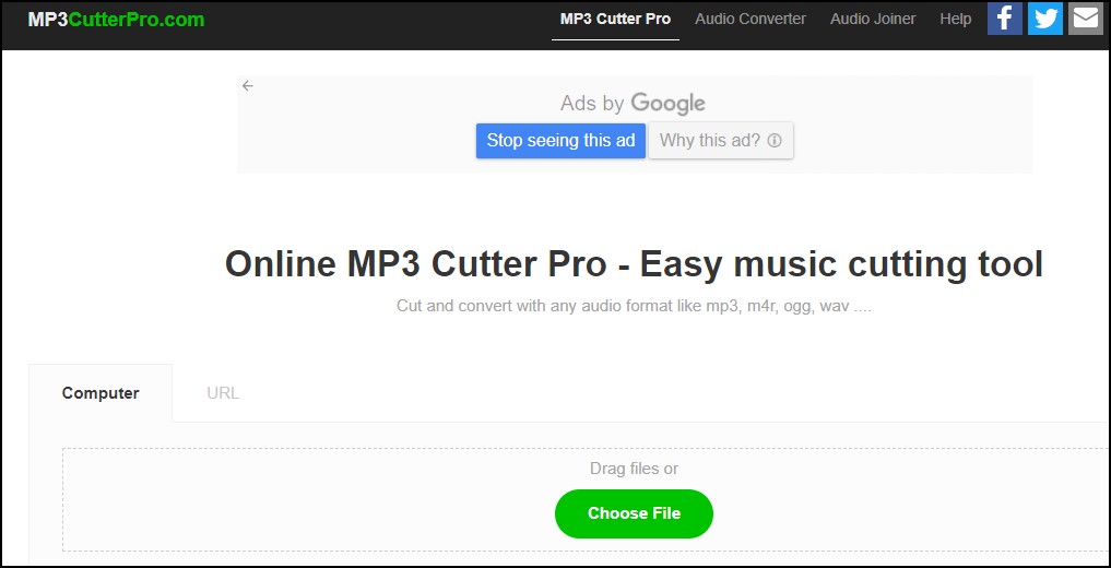 MP3cutterpro free online editing tool
