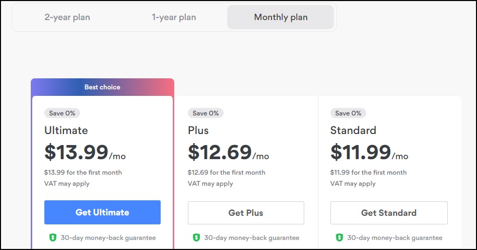 NordVPN Monthly plan