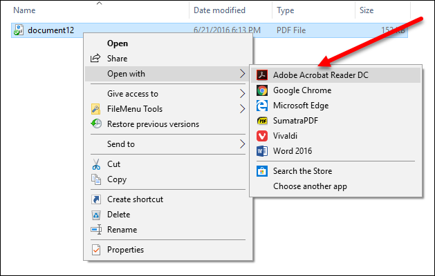 open PDF file using Adobe acrobat reader