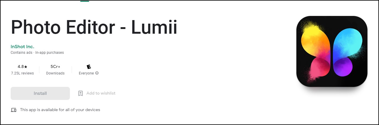 Lumii Photo Editor Android App