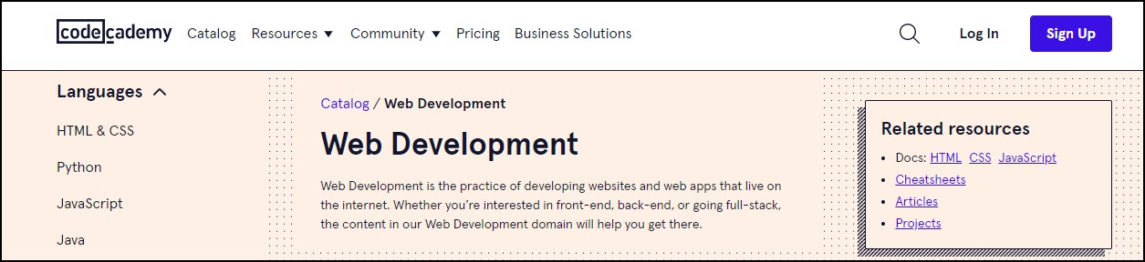 Codecademy web development course 1