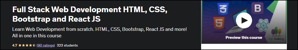 Full stack web development html css bootstrap reactjs udemy
