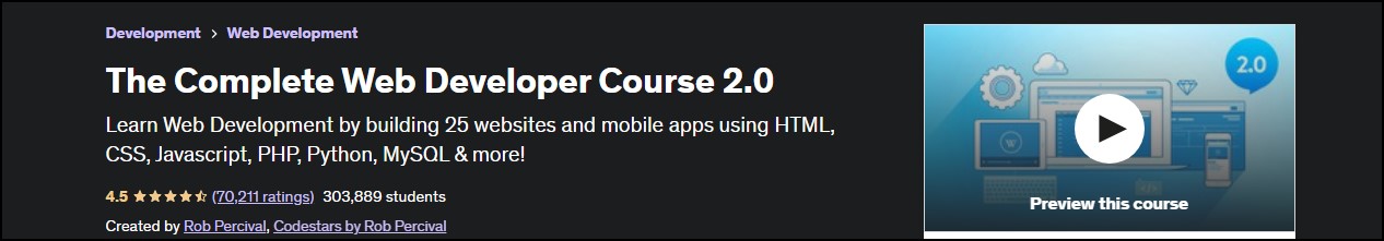 The completed web developer course