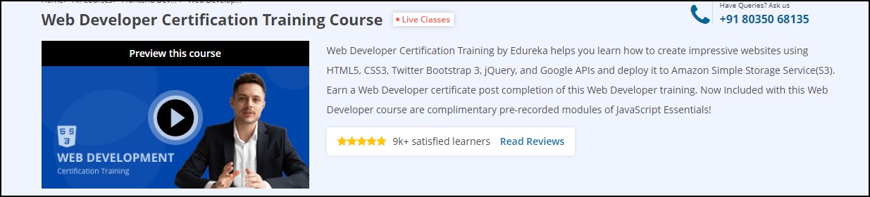 Web Developer Certification training course Edureka