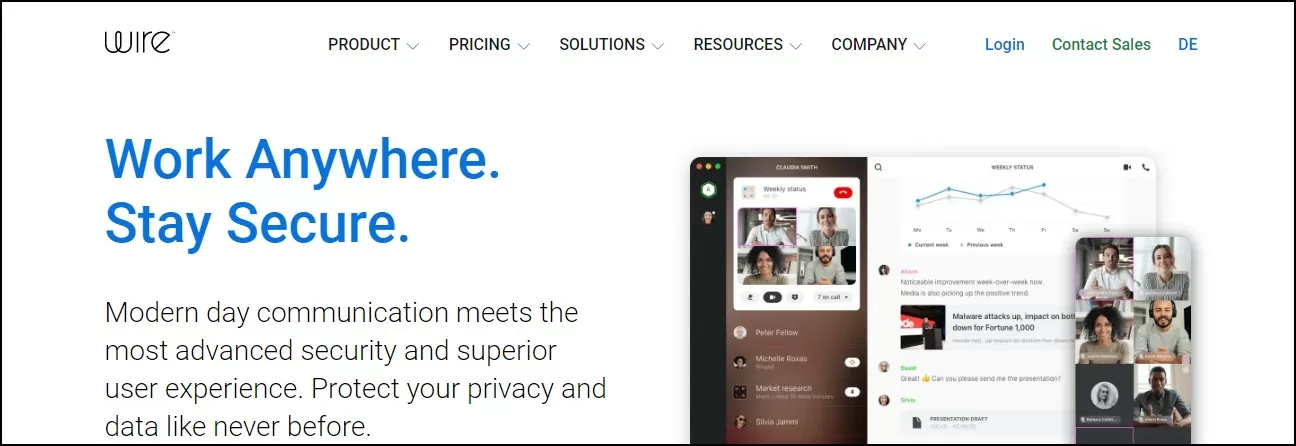 Wire secret and private messaging app