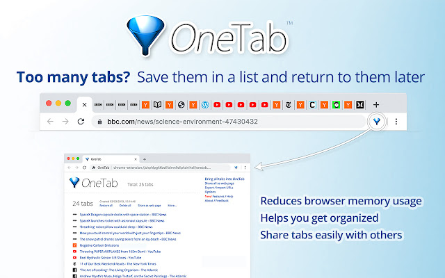 OneTab Google Chrome extension 1
