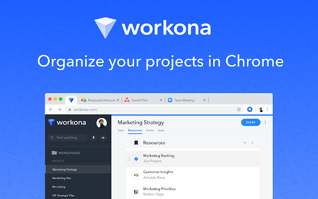 Workona Google Chrome extension 1