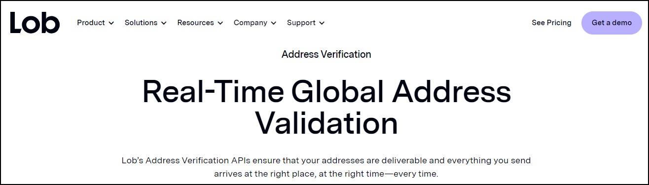 Lob address validation in real time