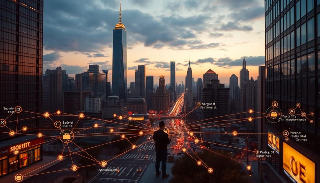 A bustling cityscape, with towering skyscrapers and busy streets, serves as the backdrop for a visualization of proxy applications and their limitations. In the foreground, a series of interconnected nodes and data streams represent the various proxy services, each with their own unique capabilities and constraints. The middle ground showcases a user interacting with these proxy applications, navigating the complexities and trade-offs of security, privacy, and performance. Warm, muted lighting casts a contemplative atmosphere, as the scene invites the viewer to explore the nuances of proxy technology and its real-world implications.