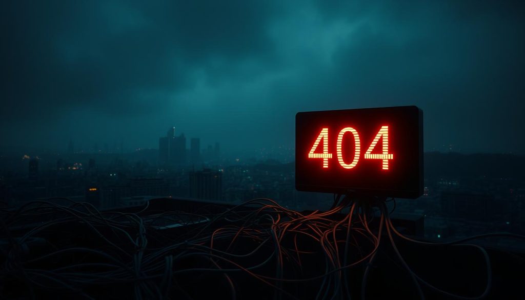 A dark, glitchy digital landscape illuminated by a flickering 404 error sign, casting an eerie, ominous glow. In the foreground, a tangled mass of proxy-like cables and network nodes, symbolizing the complex interplay between web servers and user access. The middle ground features a distorted, fragmented cityscape, hinting at the broader impact of this proxy error. The background is shrouded in a hazy, low-contrast atmosphere, conveying a sense of uncertainty and disconnection. The overall mood is one of disquiet and technological disruption, underscoring the importance of understanding and overcoming this common yet vexing issue. A dark, glitchy digital landscape illuminated by a flickering 404 error sign, casting an eerie, ominous glow. In the foreground, a tangled mass of proxy-like cables and network nodes, symbolizing the complex interplay between web servers and user access. The middle ground features a distorted, fragmented cityscape, hinting at the broader impact of this proxy error. The background is shrouded in a hazy, low-contrast atmosphere, conveying a sense of uncertainty and disconnection. The overall mood is one of disquiet and technological disruption, underscoring the importance of understanding and overcoming this common yet vexing issue.