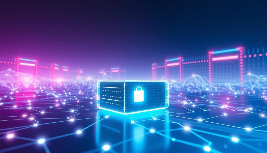 A futuristic digital landscape representing the concept of bypassing firewalls, with a focus on a sleek, translucent proxy server at the forefront. In the foreground, visualize glowing data streams flowing smoothly around the proxy, symbolizing secure connections. The middle ground features intricate network nodes interconnected by bright lines of light, suggesting the complexity of data routing. In the background, imposing representations of firewalls appear, depicted as towering, semi-transparent barriers with a soft red hue, emphasizing their protective role. The scene is illuminated by a cool blue and purple ambient light, creating a calm yet tech-savvy atmosphere. Capture this from a dynamic angle, slightly elevated, to enhance depth and perspective, inviting viewers to explore the benefits of a UDP proxy for secure browsing. A futuristic digital landscape representing the concept of bypassing firewalls, with a focus on a sleek, translucent proxy server at the forefront. In the foreground, visualize glowing data streams flowing smoothly around the proxy, symbolizing secure connections. The middle ground features intricate network nodes interconnected by bright lines of light, suggesting the complexity of data routing. In the background, imposing representations of firewalls appear, depicted as towering, semi-transparent barriers with a soft red hue, emphasizing their protective role. The scene is illuminated by a cool blue and purple ambient light, creating a calm yet tech-savvy atmosphere. Capture this from a dynamic angle, slightly elevated, to enhance depth and perspective, inviting viewers to explore the benefits of a UDP proxy for secure browsing.