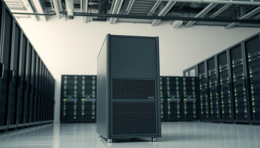 A sleek, high-performance web server standing in a minimalist, well-organized data center. The server's chassis gleams under the soft, indirect lighting, its cooling fans quietly humming with efficiency. In the background, a grid of neatly arranged server racks stretches into the distance, the cables and connections precisely managed for optimal information flow. The overall atmosphere conveys a sense of order, control, and unwavering reliability - the hallmarks of operational excellence in server management.