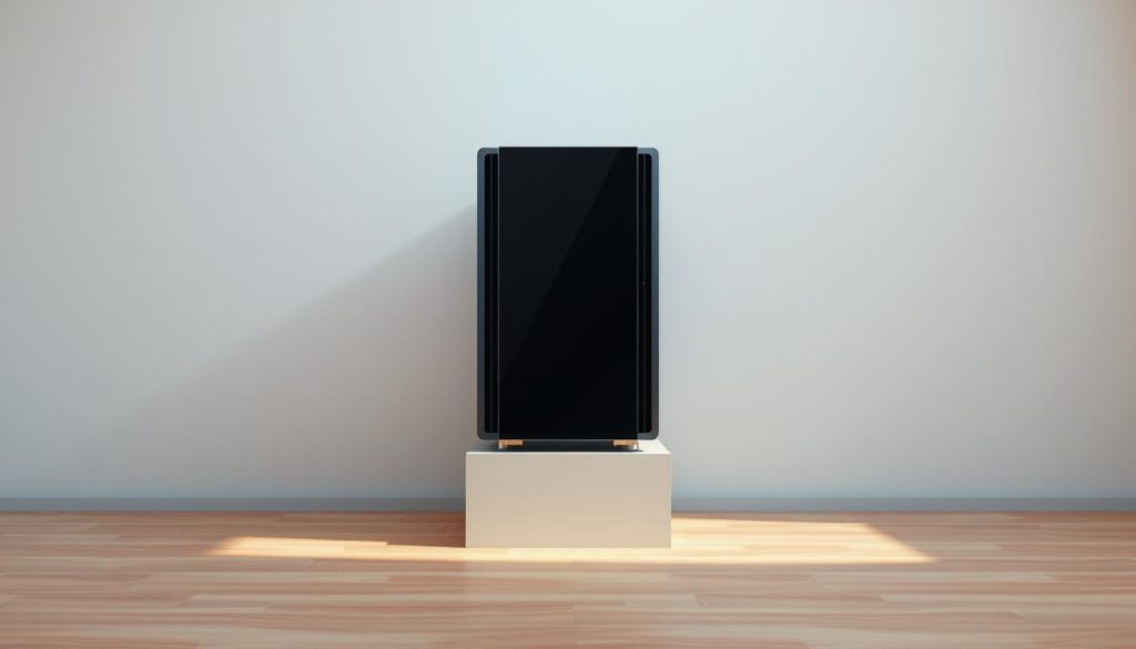 A sleek, modern proxy server stands at the center of the frame, its gleaming metal and glass facade reflecting the soft, ambient lighting of the surrounding environment. The server is positioned atop a sturdy, minimalist pedestal, casting a subtle, angular shadow that extends across the polished, wooden floor beneath it. In the background, a seamless, subtly textured wall serves as a neutral backdrop, allowing the proxy server to take center stage. The lighting is soft and diffused, creating a sense of calm and professionalism, and the overall composition suggests a clean, streamlined, and efficient technology setup. The scene conveys a sense of the proxy server's role as a critical gateway, facilitating secure and controlled access to online resources, while also hinting at the broader context of networking and digital infrastructure.