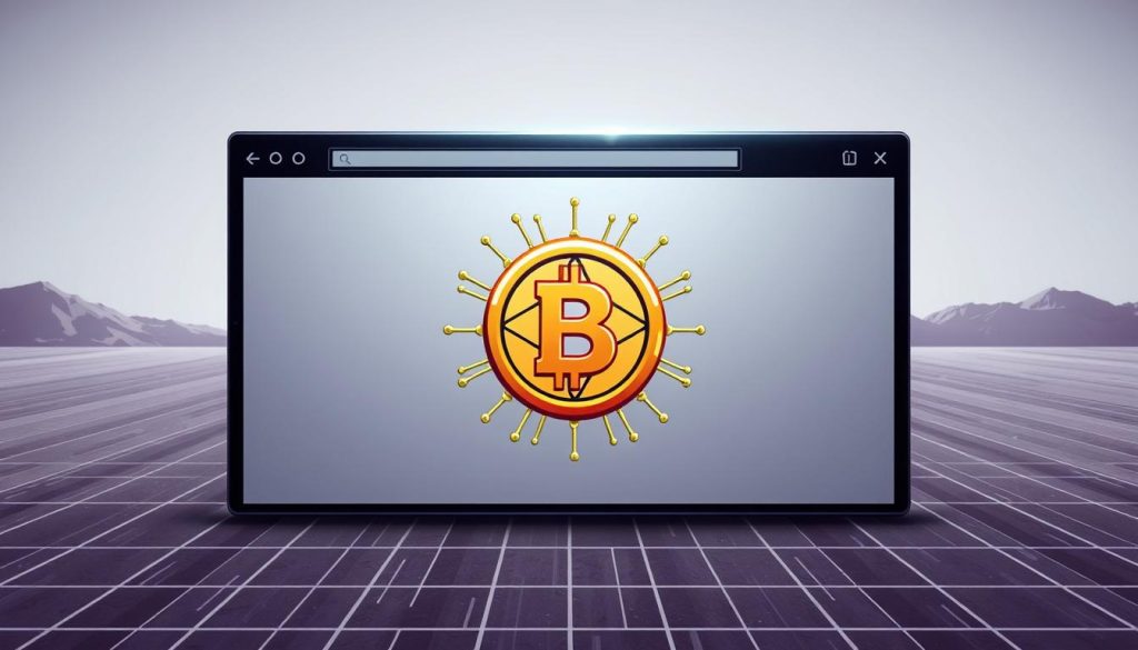 A sleek, shiny browser window positioned prominently in the foreground, with a detailed illustration of a third-party cookie icon overlaid on the screen. The cookie has a stylized, geometric design with a network of interconnected lines radiating outward, symbolizing its cross-site tracking capabilities. The background is a minimalist, tech-inspired landscape, featuring a grid-like pattern of vertical and horizontal lines, representing the web infrastructure that supports these third-party cookies. The lighting is sharp and directional, casting subtle shadows and highlights on the browser window and cookie icon, creating a sense of depth and dimensionality. The overall mood is one of technological sophistication and the unseen, yet pervasive nature of third-party cookies in the modern web ecosystem.
