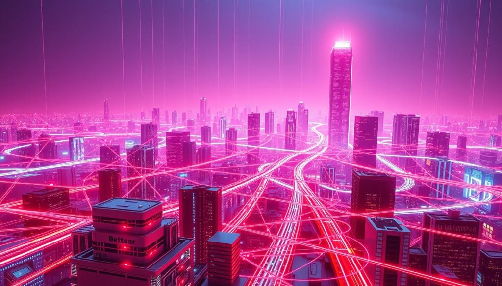 Proxy traffic flow, a dynamic intersection of digital paths, captures the essence of web hosting. Envision a futuristic cityscape, where data streams converge and diverge, glowing lines tracing intricate patterns against a sleek, metallic backdrop. In the foreground, modular hubs pulse with activity, housing the mechanisms that regulate the flow of information. The middle ground teems with a tapestry of interconnected nodes, each representing a unique pathway for data to traverse. In the distance, a towering data center looms, its monolithic structure a testament to the scale and complexity of modern web infrastructure. Vibrant neon hues cast an ethereal glow, infusing the scene with a sense of technological wonder and the ever-evolving nature of online communication.